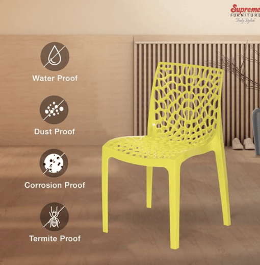 Supreme Web Plastic Chair (Lemon Yellow, Set of 6) - Image 2